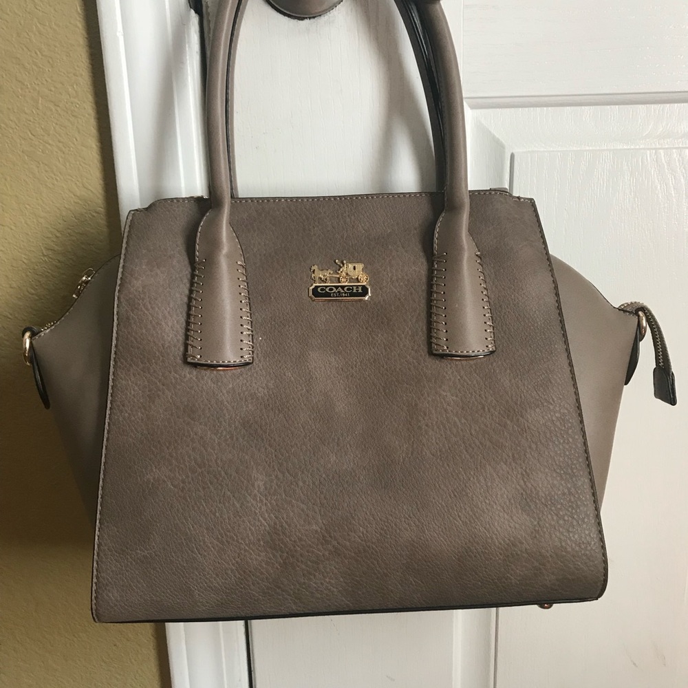 Taupe coach hand bag large